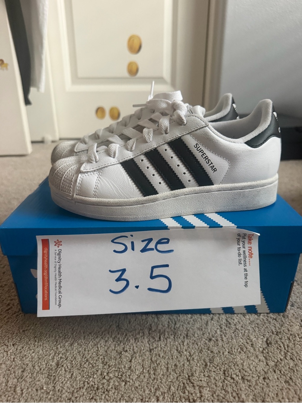 adidas Kids Superstar Sneakers in White and Black